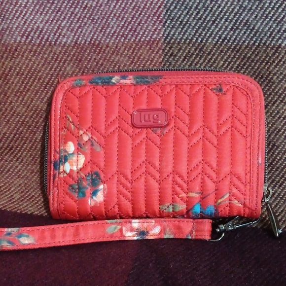 Lug Quilted Red Wristlet with Floral Design - Picture 1 of 5